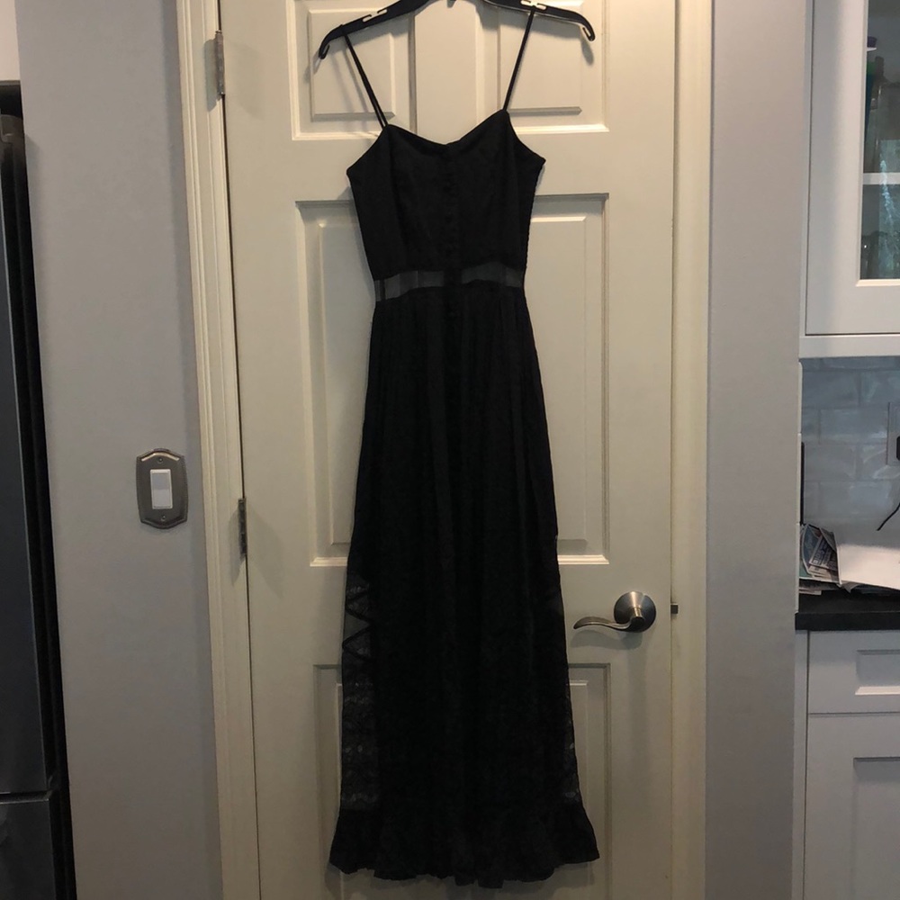 Jario London Black Maxi dress with lace XS